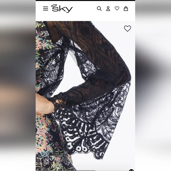 SKY YAMIR ROMPER BACK LACE V NECK WAIST STRAP LONG WING SLEEVES SIZE Medium - Picture 2 of 15